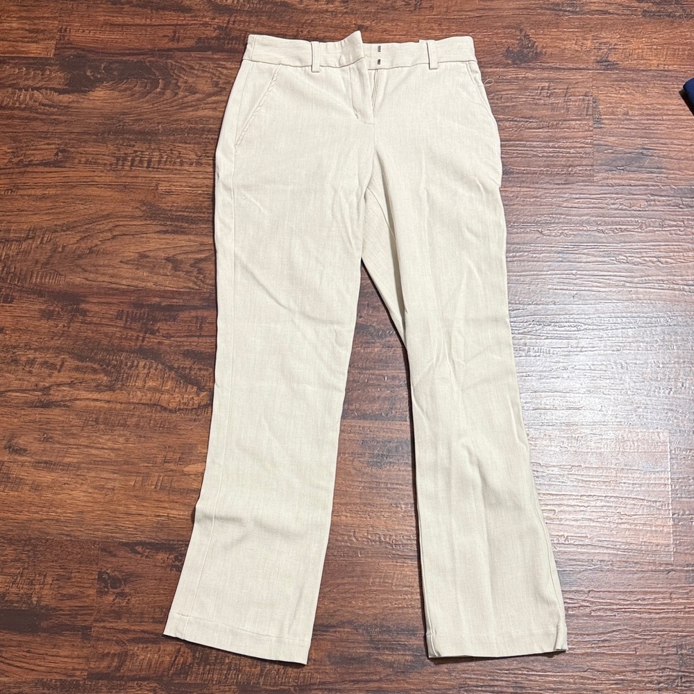 Beige Straight-Leg Trousers